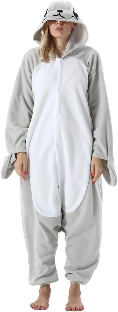 SimZoo Adult Animal Onesie Pajamas, Men and Women's Animal Cosplay Costume Sleepwear, One-Piece Unisex Homewear, XL