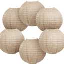 LIHAO 10 inches Paper Lanterns Print Burlap Chinese Lanterns for Boho Classroom Decor Farmhouse Classroom Decorations Boho Themed Party Baby Showers Wedding Birthday (6PCS)