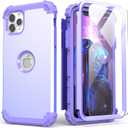IDweel for iPhone 11 Pro Max Case with Tempered Glass, Hybrid 3 in 1 Shockproof Slim Heavy Duty Protection Hard PC Cover Soft Silicone Bumper Full Body Case for iPhone 11 Pro Max 6.5",Purple