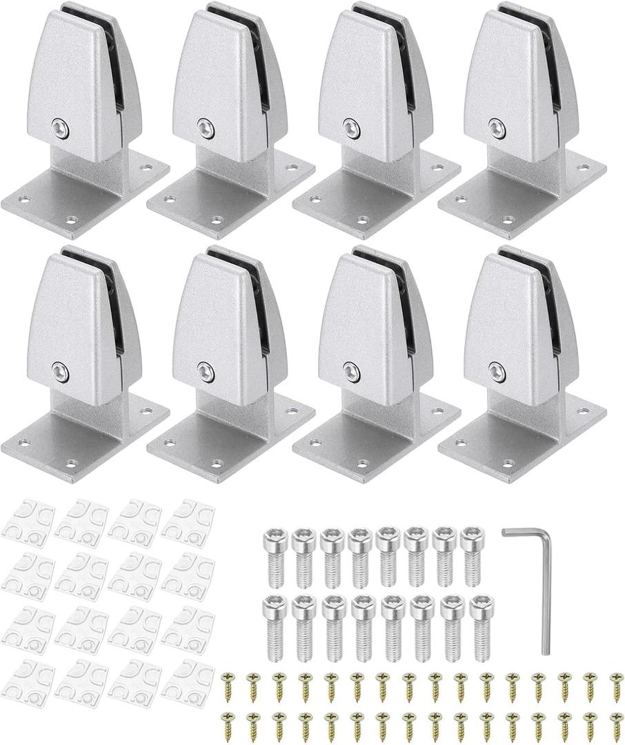 PATIKIL 2.8x1.7x3.6" Desk Divider Support Clamp, 8 Pcs Aluminum Desk Shield Clamp Desk Divider Partition Clamp Sneeze Guard Clamp Bracket for Office Home Desk Panel, Silver