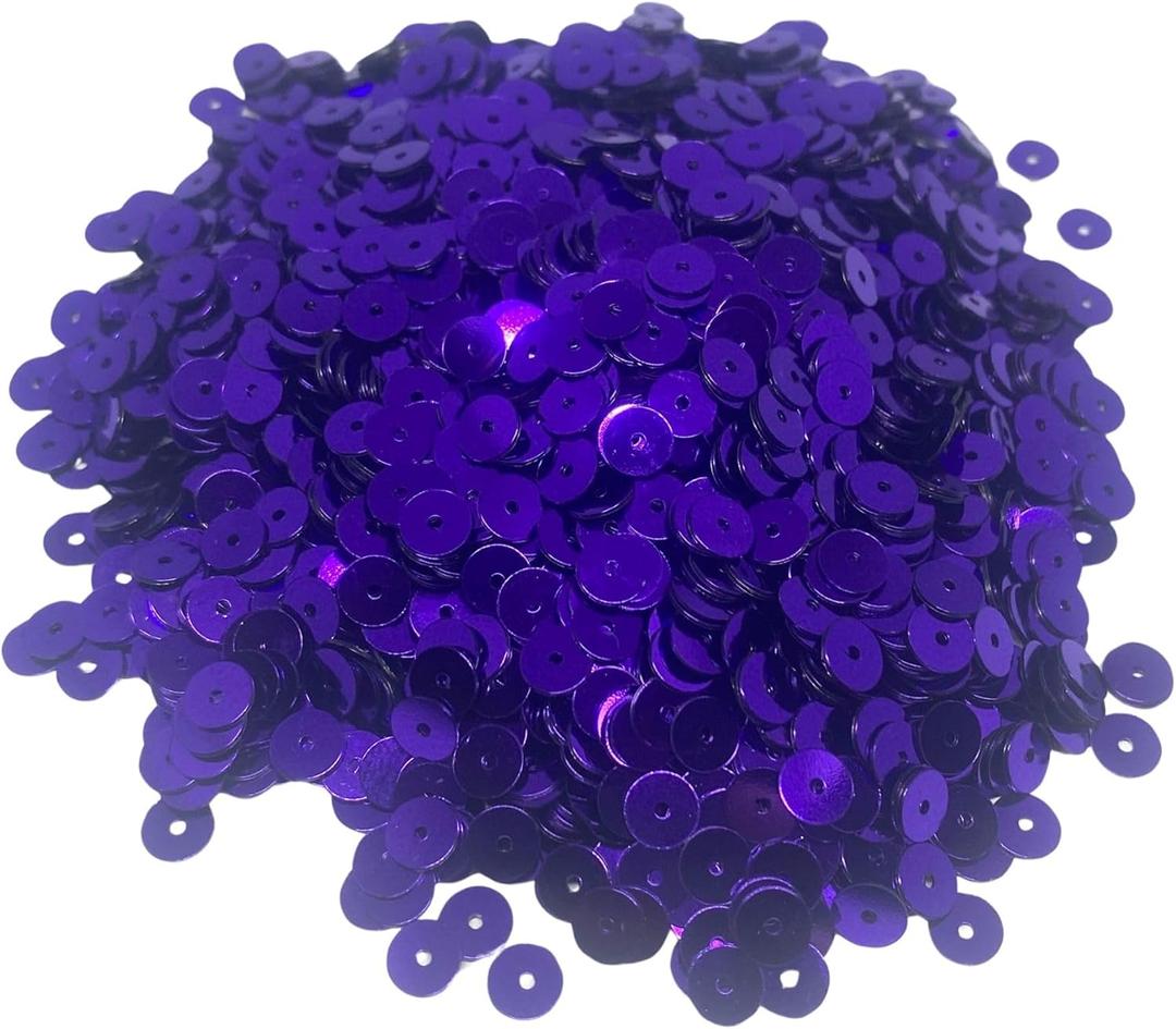 3/4/5/6 mm Flat Sequin Paillettes, 6000 Pcs, Mix Color Assortment Acrylic Sequin – 3.22 Ounce (100 Grams) 6 mm Purple