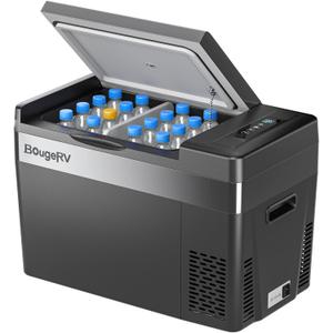 BougeRV 12 Volt Refrigerator 12V Car Fridge 30 Quart Portable Freezer Compressor Cooler Compressor Freezer, 12/24V DC 110~240V AC, -8~50 for Truck RV SUV (Black)