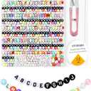 1760PCS FIVEIZERO Colored Round Letter Beads, 4x7mm Acrylic Alphabet Beads for Jewelry Making, Friendship Bracelet Making Kit for Necklace, Keychain & DIY Crafts