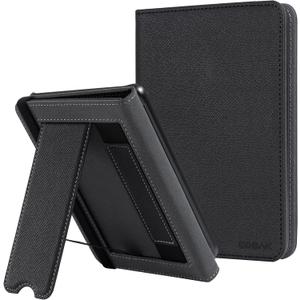 CoBak Case with Stand for 6 Inch Kindle 2024 and 2022 Releases (11th Generation) PU Leather Smart Cover with Auto Sleep/Wake & Hand Strap, Premium Protective Case for Kindle Basic,Black
