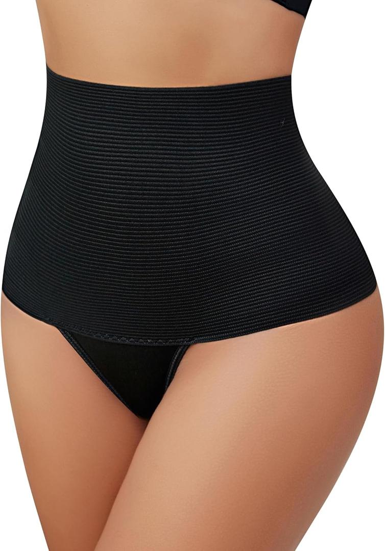 Avidlove Women's Shapewear Tummy Control Thong Mid Waist Lightweight Shaping Underwear Panty Girdle Body Shaper Brief (Black, XL)