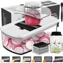 Cambom Mandoline Slicer Vegetable Slicer Spiralizer With 2 L Container for Potatoes, Tomatoes, Cucumbers, Carrots With 6 Blades White