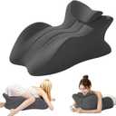 Memory Foam Wedge Pillow, Ergonomic Contoured Bed Positioner Neck Wedge Pillow, 27° Angled Body Support Prone Pillow Back Cushion, Multi-Functional Bed Wedge with Removable Cover Grey