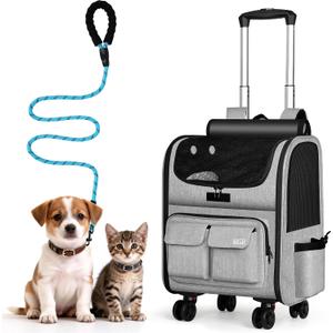 MGB Pet Carrier with Wheels, Rolling Cat Carrier Gray (Not for Airline)