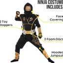 Morph Deluxe White Boys Ninja Costume With Ninjas Warrior Toy Accessory, Kids Ninja Costumes, Boy Halloween Costume, 7-9 Years