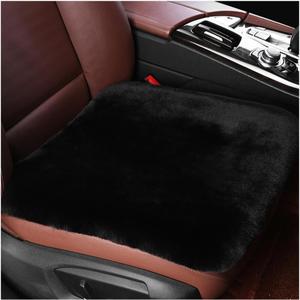 Ohleats Sheepskin Car Seat Cushion, Comfortable Soft Fur Wool Auto Front Seat Cover, Vehicle Seat Protector Pad for Warm Winter Office Chair, Universal Decor Car Accessories (Black) (1 Pc Black)