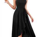 Dressystar Womens 2026 Halter Slit Ruffle Wedding Guest Party Dress Elegant Maxi Long Sleeveless Formal Prom Cocktail Dresses (Black, XL)