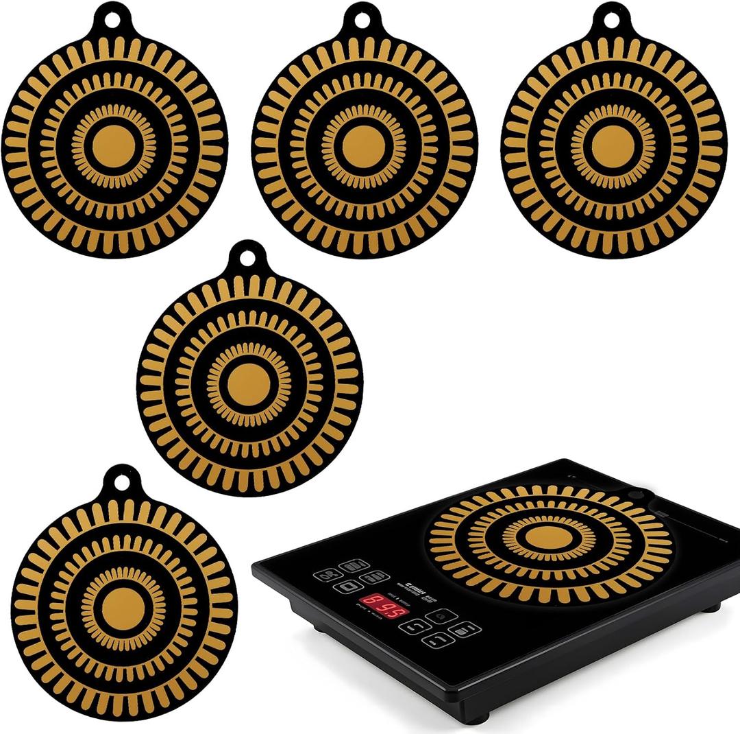 5pcs Thermochromic Silicone Induction Cooktop Protector Mat - Silicone Mat for Induction Cooktops