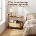 CTESNE2-Tier Wooden Rolling Cart Utility Cart with Wheels & Handle,Storage Cart for Bathroom, Kitchen, Office, Craft, Makeup