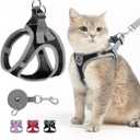 SCENEREAL Cat Harness and Leash Set Escape Proof, Adjustable Soft Air Mesh Kitten Harnesses for Girls Boys Small Medium Big Cats, Reflective Light Travel Pet Walking Vest for Puppy Rabbit, Black XL (XL(Chest 16.5-18.5"))