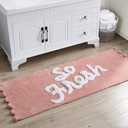 VCNY Home | Fresh Collection | Bath Rug - Ultra Plush Pom Pom Pile - Optimal Absorbency for Bathroom Use, 24" x 60", Blush