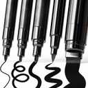 ARTISTRO 5 Black Acrylic Paint Pens, Acrylic Paint Markers Different Tip, Fabric Markers for Textile, Canvas, Rock, Glass, Wood, Paper, DYI, Pens for Kids and Adults