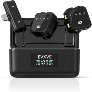 Wireless Lavalier Microphone for iPhone/Android with Type-C Plug, 48KHz, Noise Cancellation, Battery Charging Case Included, 98ft Range, Mini Microphones for Stream,TikTok,YouTube (Type-C)