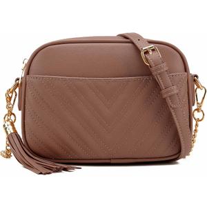 lola mae Quilted Crossbody Bag, Trendy Design Shoulder Purse (Brown 2)