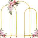 Fivenl Set of 3 Arch Backdrop Stand 7.2FT, 6.6FT, 6FT Gold Wedding Balloon Stand Stable Metal Door Frame for Ceremony Birthday Party Bridal Baby Shower Banquet Decoratio