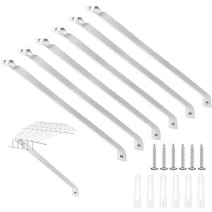 6 Pcs Support Brackets for 16in Wide Shelving Wire Wire Shelf Brackets Closet Rod Bracket Closet Support Bracket with Anchors and Pins for Installation Wires Shelving Supports Closets