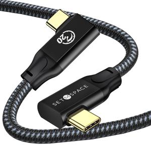USB C Charger Cable [PD 100W] Dual 90 Plug Durable Braided Charging Cable with 20 Gbps Data Transfer, 4K@60Hz Video Output- 3.28ft