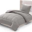 UGG Leonora Comforter Set with 1 Pillow Sham Lightweight Down Alternative Blanket Reversible All Season Washable and Hypoallergenic Bedding Set for College Dorm, Twin/Twin XL, Light Grey