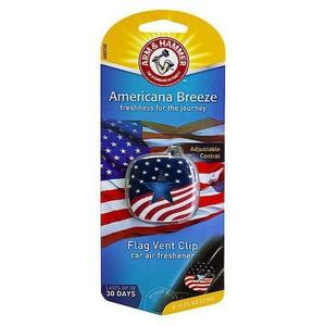 Arm & Hammer Car Air Freshener, Americana Breeze, Flag Vent Clip, Pack of 2
