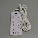 Surge Protector Power Strip - Nuetsa Flat Plug Extension Cord with 8 Outlets and 4 USB Ports, 10 Feet Power Cord (1625W/13A), 2700 Joules, ETL Listed, White