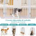 No Pawblems Free Standing Dog Gate with Cat Door, 30'' Tall Foldable Dog Fence for Indoor & Outdoor, Up to 78 Inch Extra Wide Puppy Gate for Stairs, Hallways, Doorways, Deck, Yard (White, 3 Panels)
