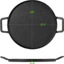 Onlyfire Cast Iron Pizza Pan, 14 Inch Baking Pan with Handles, Pre-Seasoned Skillet Round Griddle Pan for Grill BBQ, Baking Stove and Oven