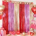 Biapian Valentine's Day Decorations, 2 Packs Red Pink Rose Gold Metallic Tinsel Foil Fringe Curtain Streamers for Galentines Day Birthday Party Bridal Shower Photo Booth Prop Backdrop (3.3ft X 6.6ft)