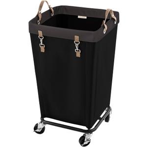 StorageWorks 110L Laundry Basket with Wheels, Large Rolling Hampers for Clothing Organizer, Dirty Clothes Basket for Hotel, Home, Closet, Dorm, Black