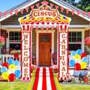 ShinyRelief 25 Pcs Carnival Circus Party Decorations Circus Tent Decorations Welcome Carnival Entryway Door Party Decor Awning Hanging Banner Pennant Flag Aisle Runner Balloon Set Birthday Supplies