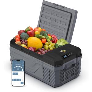 YELLOW JACKET 12 Volt Car Refrigerator, 16 Quart Electric Cooler, Portable Car Fridge for Outdoor Camping Travel, 12V/24V DC 110~240 Volt AC Refrigerator for Truck RV Home Office,-4-68