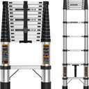 Telescoping Ladder 12.5 FT Stainless Steel Collapsible Ladder 12 ft, Extension Rv Telescopic Extendable Telescope Ladders Folding Compact Portable Adjustable Ladders for Home Roof, 330lbs Max Capacity