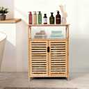 Bamboo Storage Cabinet with Doors, Floor Freestanding Cabinet with Shelves for Bathroom, Kitchen, Living Room