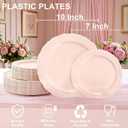 Tinybee 60PCS Pink Plastic Plates - Heavy Duty Pink Disposable Plates, Elegant Plastic Plates for Mothers Day, Bridal Shower and Party Including 30 Dinner Plates 10 '' & 30 Dessert Plates 7.5 ''