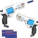 2 Pack Foam Dart Blaster Set for Kids with 40 Darts, 8 Dart Rotating Barrel, Kids Outdoor Games for Boys and Girls, Teens Ages 8+