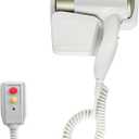 Wall Mounted Hair Dryer for Bathroom - 110V Professional Blow Dryer with Fast Drying Salon Motor, Heavy Duty Wall Mount Hairdryer with Stand Rack, Includes Screws+Adhesive