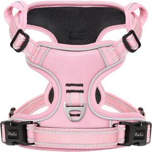 HEELE Dog Harness, No Pull Adjustable Padded Reflective Harness for Small Medium Large Dogs with Handle for Walking Training, Pink, M