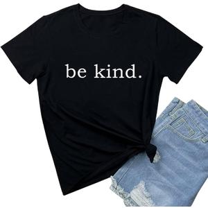 BLACKMYTH Women Be Kind Cute Graphic T-Shirt Funny Tops (XX-Large)