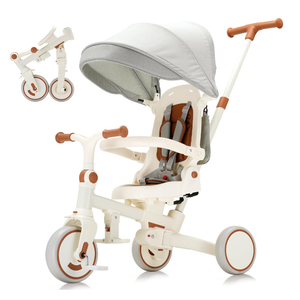 7‑in‑1 Toddler Tricycle, Foldable Kids Trike, 18‑5 Years, Beige