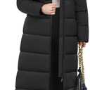 Long Winter Coats for Women Maxi Length Puffer Coat Warm Quilted Jacket Ladies Full Length Down Fur Hood Trendy 2026 (Large, Black)