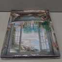 Framed Blue Sea Coast Ocean Flower Prints Bathroom Bathtub Scene Picture Wall Decor Gift Coastal Window Floral Canvas Wall Art Painting Poster Artwork (12"x16")