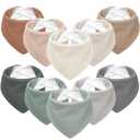 Susurration Muslin Baby Bibs 10Pack Baby Bandana Drool Bibs Soft Adjustable Newborn Bibs for Unisex Baby Girls & Boys (Greygreen)