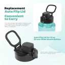 2 x 1 Pack Auto Flip Lid for 32 oz 53 mm Wide Mouth Bottles, BPA Free, Replacement Cap Accessories with Handle, Black