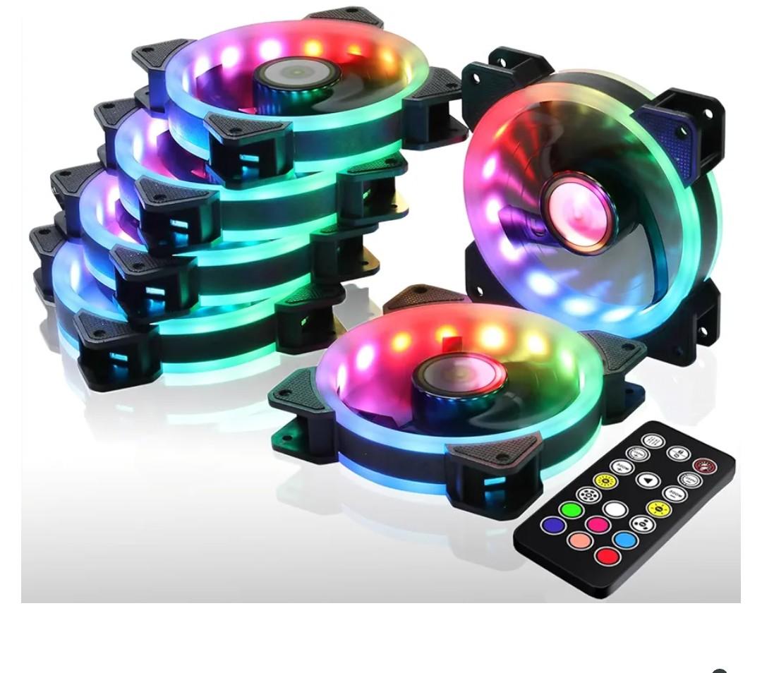DS 6Pack 120MM RGB PC Cooling Fans, LED Case Fans with Remote Control for Computer, PC Case CPU Coolers, Radiators System (8th GEN Hub Box, A Series)