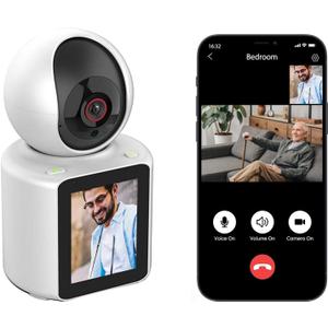 Two Way Pet Camera with 2.8 inch HD Screen, 1080P Video Calling Camera for Indoor Home Security, Indoor Home Nanny/Dog/Baby Security Device with Phone App, White
