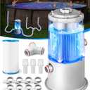 1000 GPH Light-Up Pool Filter Pump for Above Ground Pools | Built-in Blue LED Light, Transparent Housing for Real-Time Water Circulation & Filtration Monitor, Pool Cartridge Filter Pump System