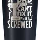 Onebttl If Dad Can't Fix It Tumbler, Funny Gifts for Father's Day, Birthday, Christmas from Daughter, Son, Wife, Stainless Steel Travel Mug 20oz (Black)